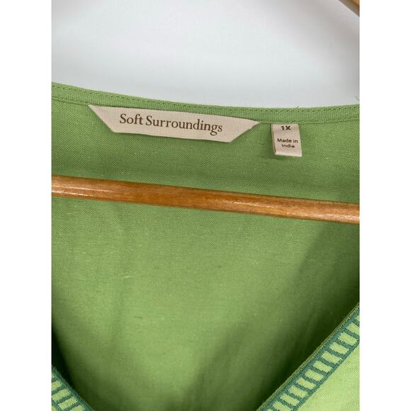 {Soft Surroundings} Ellison Linen Blend Maxi Dress Sleeveless Embroidered - Picture 6 of 7